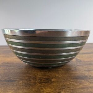 Striped Silver and Green Bowl